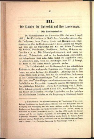 III. Die Statuten der Universität und ihre Aenderungen.