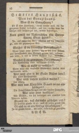 Sechstes Hauptstück. Von der Genugthuung.