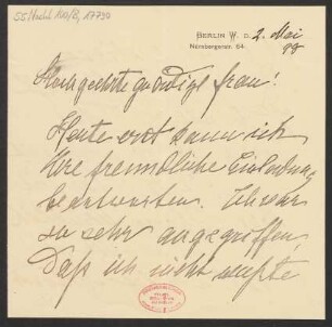 Brief an Unbekannt : 02.05.1898