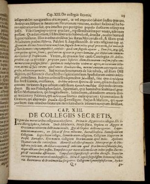 Cap. XIII. De Collegiis Secretis