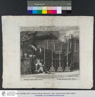 Höchstbetrübt und schmertzensvols Traur Gezelt, Des Weylandt Allerdurchleuchtigsten Großmächtigisten, Unüberwündtlichisten Fürsten und Herren, Herren Ferdinandi des Dritten, Erwöhlten Römischen Kaysers ... / Welcher Ao. 1608. auf dem Hochlöbl. Haus Oesterreich an das Liecht diser Welt gebohren ... / P. Kilian sculp. ; Martin Zimerman ex