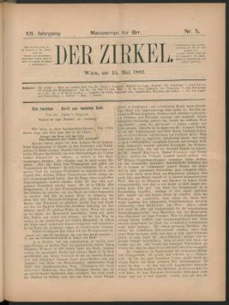 Nr. 5. Wien, am 15. Mai 1882.