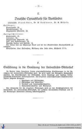 F. Einführung in die Benutzung der Universitäts-Bibliothek.
