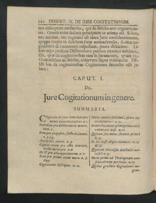 Caput I. De Iure Cogitationum in genere.