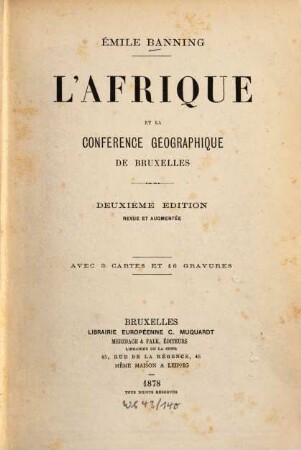 L' Afrique et la conférence géographique de Bruxelles