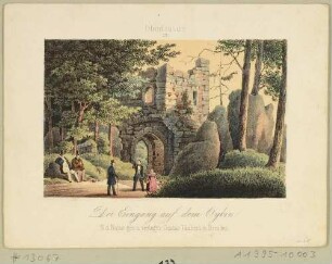Der Eingang in die Burg- und Klosterruine auf dem Oybin im Zittauer Gebirge