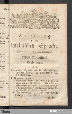 Erstes Hauptstück. Einleitung.