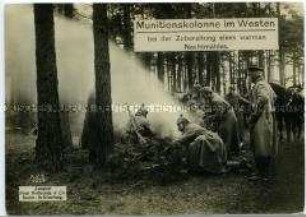 Deutsche Soldaten beim Kochen im Wald, an der Westfront
