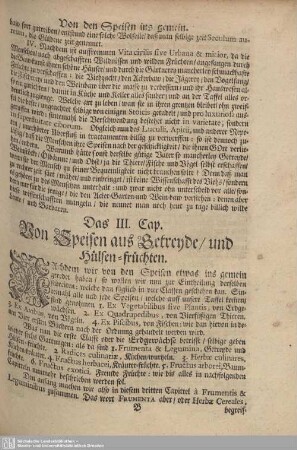 Das III. Cap. Von Speisen aus Getreyde/ und Hülsen-früchten.
