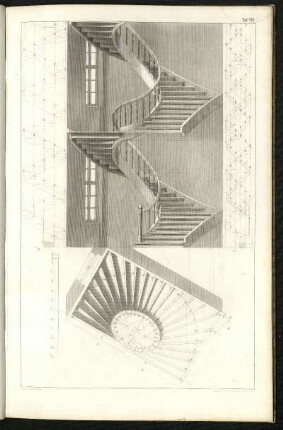 Eine Treppe in einem länglich-viereckigen (oblongen) Raume