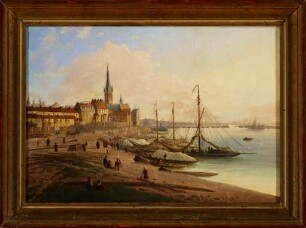 Ansicht der Stadt von der Golzheimer Insel aus