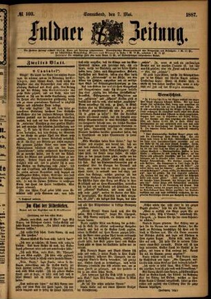 Ausgabe vom Samstag, den 07. Mai 1887.