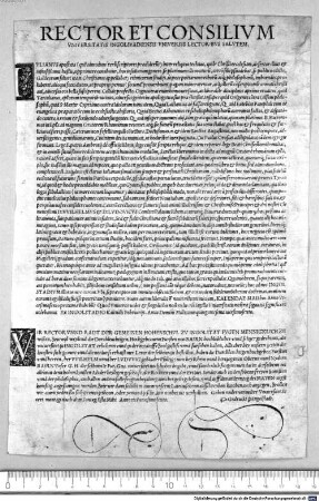 RECTOR ET CONSILIUM UNIVERSITATIS INGOLSTADIENSIS UNIVERSIS LECTORIBUS SALUTEM. : Ex INGOLSTADIO Kalendis Februariis. Anno Domini Millesimo quingentesimo vicesimo sexto.
