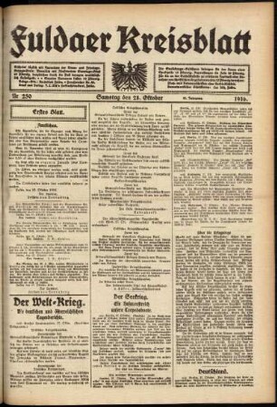 Erste Ausgabe vom Samstag, den 28. Oktober 1916.