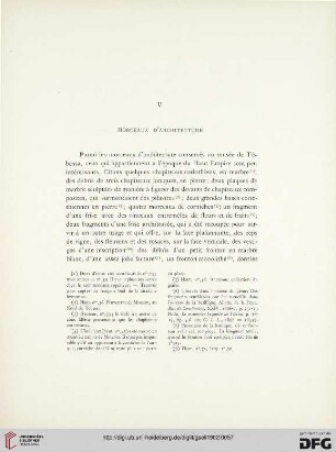 V: Morceaux d’architecture