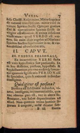 II. Caput. De Unione Personali.