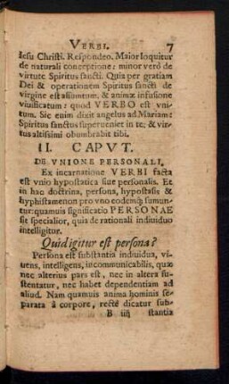 II. Caput. De Unione Personali.