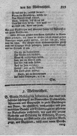 Philosophia Britannica, oder neuer und faßlicher Lehrbegriff der Newtonschen Weltweisheit. T.1-3.