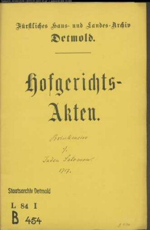 Brinkmeier zu Werl gegen den Juden Salomon in Schötmar