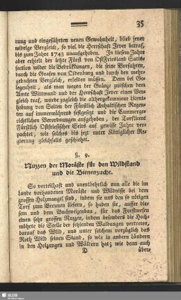 §. 9. Nuzzen der Moräste für den Wildstand und die Bienenzucht