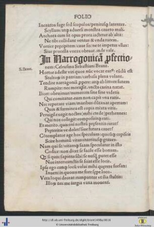 Jn Narragoniam profectionem Celeusma Sebastiani Brant