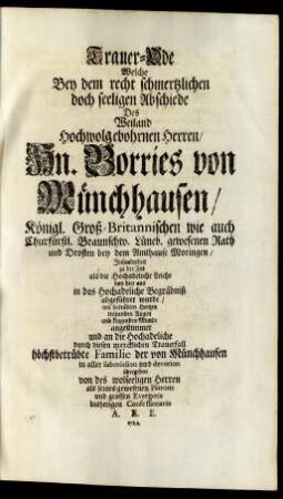 Trauer-Ode Welche Bey dem recht schmertzlichen doch seeligen ...