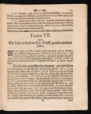 Titulus VII. Wie Die Lehn in diesem Ertz-Stifft geerbet werden sollen.