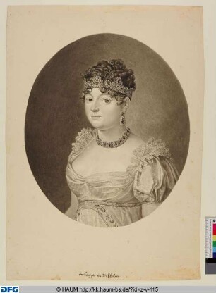 Königin Katharina von Westphalen, Prinzessin von Württemberg. Halbfigur in einem Oval