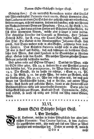 XLVI. Komm GOtt Schöpfer heilger Geist.