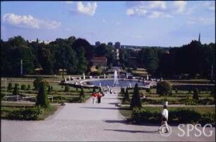 Potsdam, Park Sanssouci, Parterre Große Fontäne, Blick nach Süden auf die Große Fontäne.