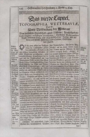 Das vierde Capitel. Topographia Wetteraviae, ...