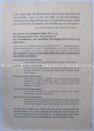 Propagandaflugblatt mit Bekenntnissen von Handwerkern des Kreises Schleiz zu den Kandidaten der Nationalen Front bei den Kommunalwahlen 1961