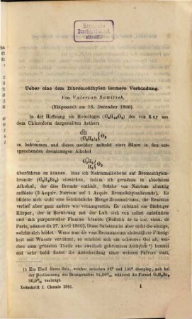 Zeitschrift für Chemie und Pharmacie : Correspondenzbl., Archiv u. krit. Journal f. Chemie, Pharmacie u. d. verwandten Disciplinen. 4. 1861