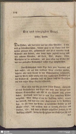 Ein und vierzigster Brief. Silber, Proben