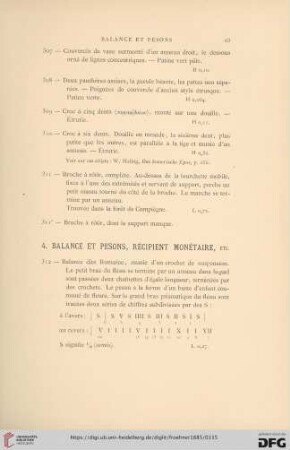 4. Balance et Pesons, Récipient monétaire, etc. (No. 312 - 324)