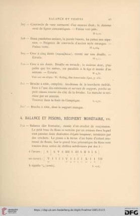 4. Balance et Pesons, Récipient monétaire, etc. (No. 312 - 324)