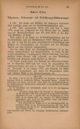 Achter Titel. Allgemeine, Uebergangs- und Ausführungs-Bestimmungen.