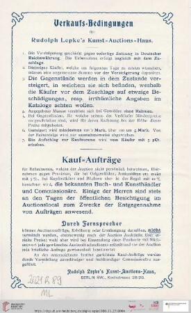 Verkaufs-Bedingungen / Kauf-Aufträge
