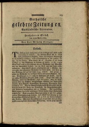 Funfzehntes Stück, den 10ten April, 1788.