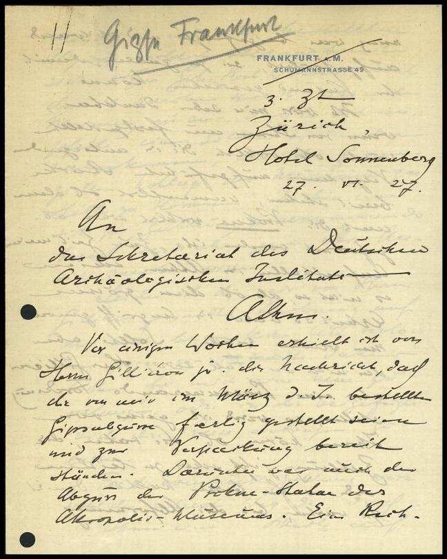 H. Schrader an DAI Athen | Digitalisierung: Deutsches Archäologisches Institut, Athen, Archiv