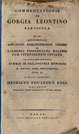 Commentationis de Gorgia Leontino particula : particula