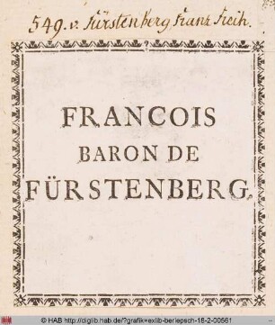 Exlibris des Freiherrn Franz von Fürstenberg