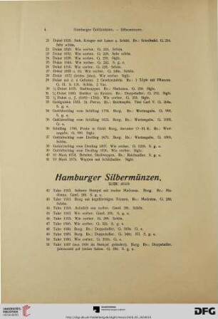 Hamburger Silbermünzen (Nr. 42-157a)