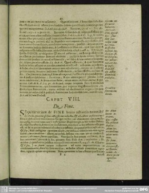 Caput VIII. De Fine