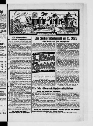 Der lippische Ziegler. 1926-1933