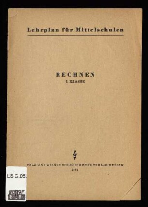 1956: Rechnen : 5. Klasse