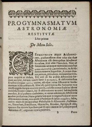 Liber primus. De Motu Solis