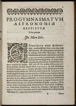 Liber primus. De Motu Solis