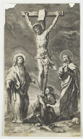 Christus am Kreuz, mit Maria, Johannes und Maria Magdalena
