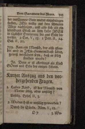 Kurtzer Auszug aus den vorhergehenden Fragen.